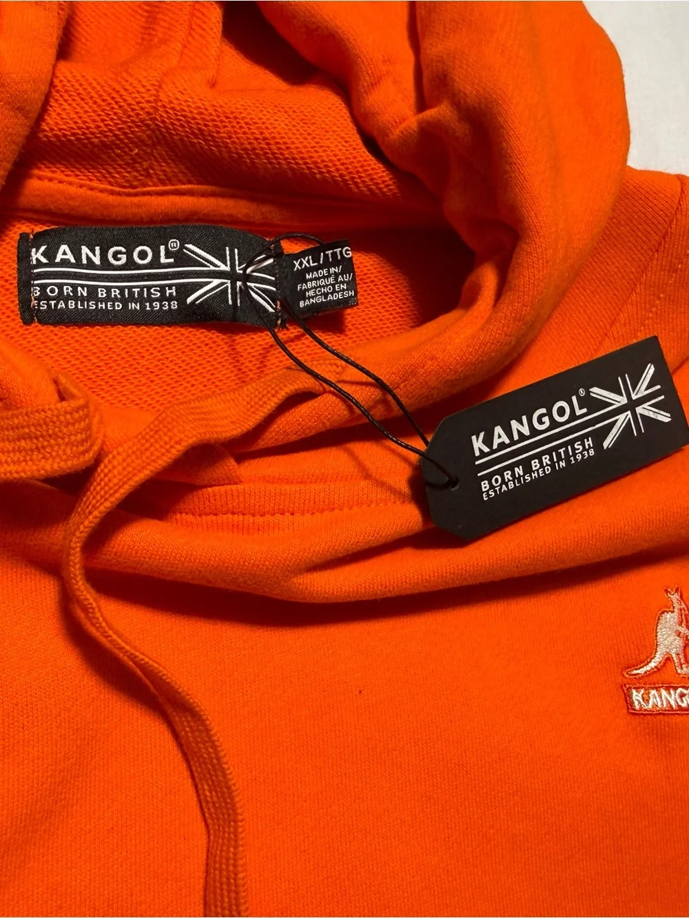 Kangol Bright Orange Hoodie with Embroidered Kangaroo
